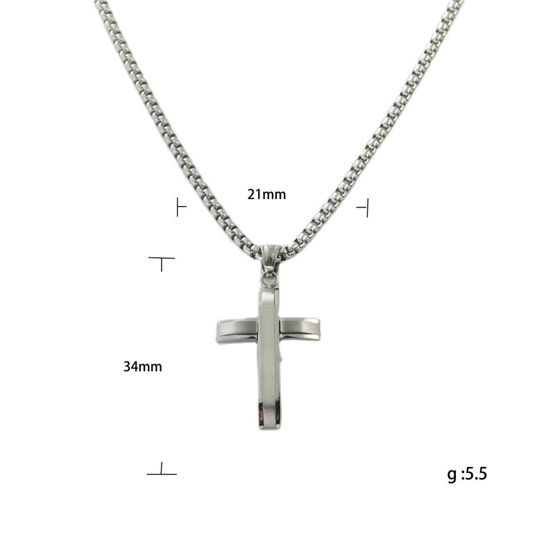Men's Stainless Steel Cross Pendant Necklace - Stylish & Durable Faith Accessory