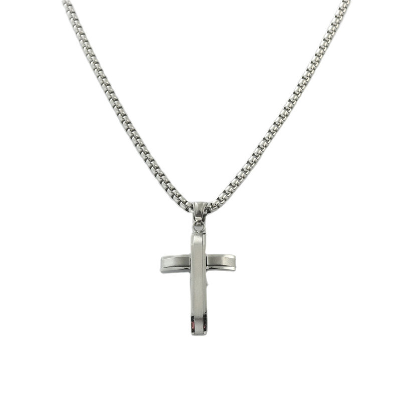 Men's Stainless Steel Cross Pendant Necklace - Stylish & Durable Faith Accessory - Image 2