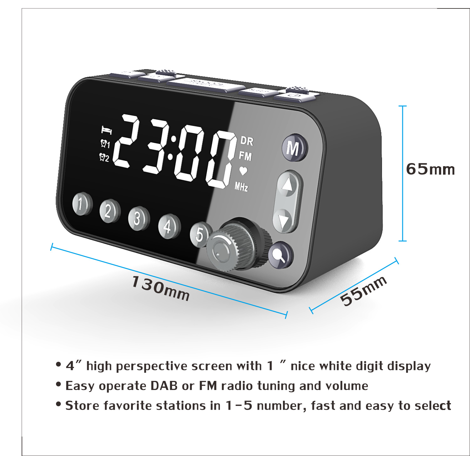 Enhanced DAB Bedside Alarm Clock with Antenna Upgrade Version - Image 5