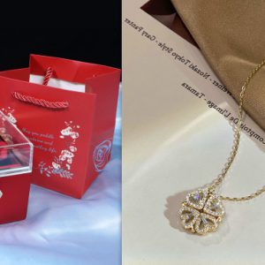 Vintage Magnetic Heart-Shaped Four Leaf Clover Pendant Necklace for Women - Adjustable Clavicle Chain Gift Jewelry, Openable Choker Design