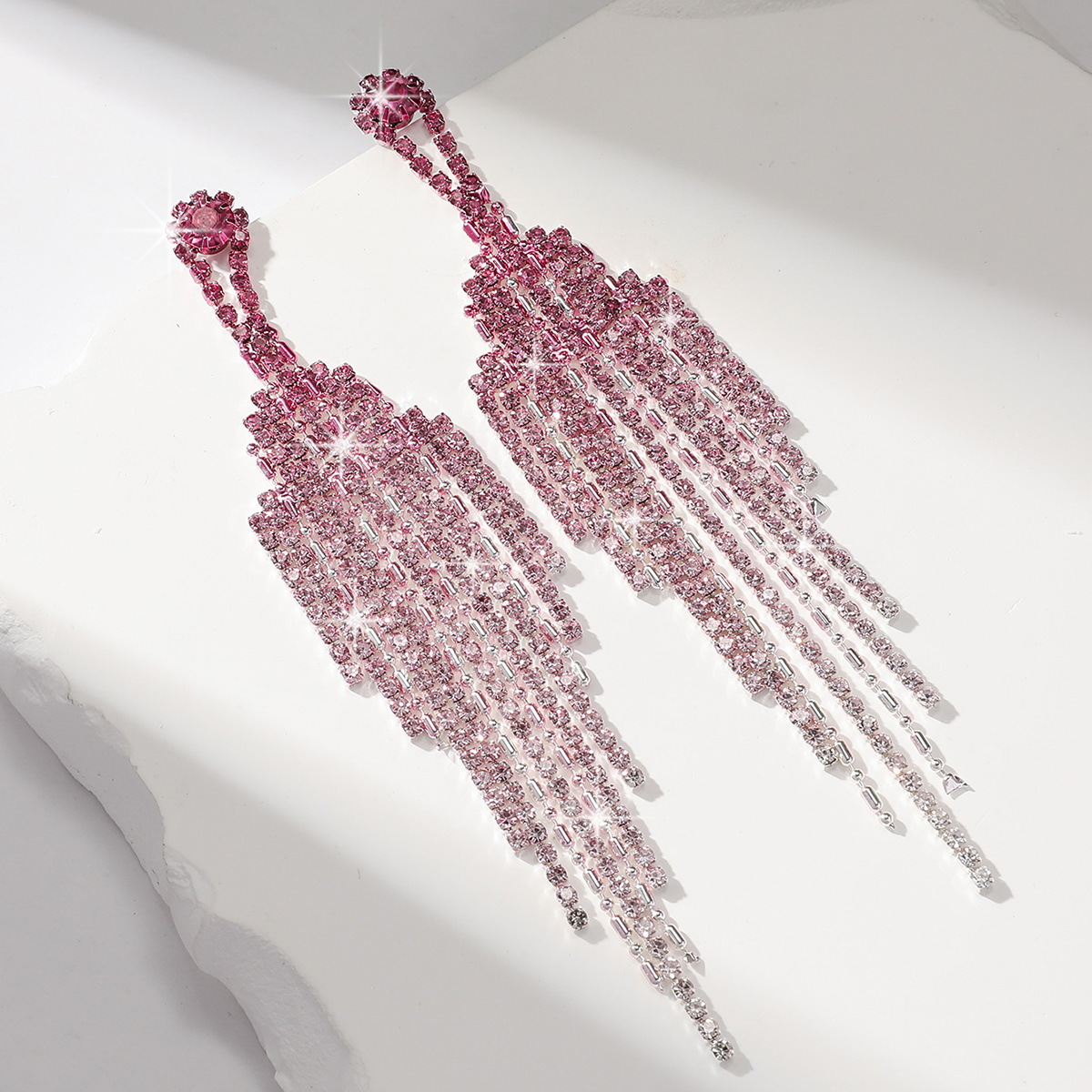 Affordable Luxury Full Rhinestone Tassel Earrings - Unique High-Grade Design