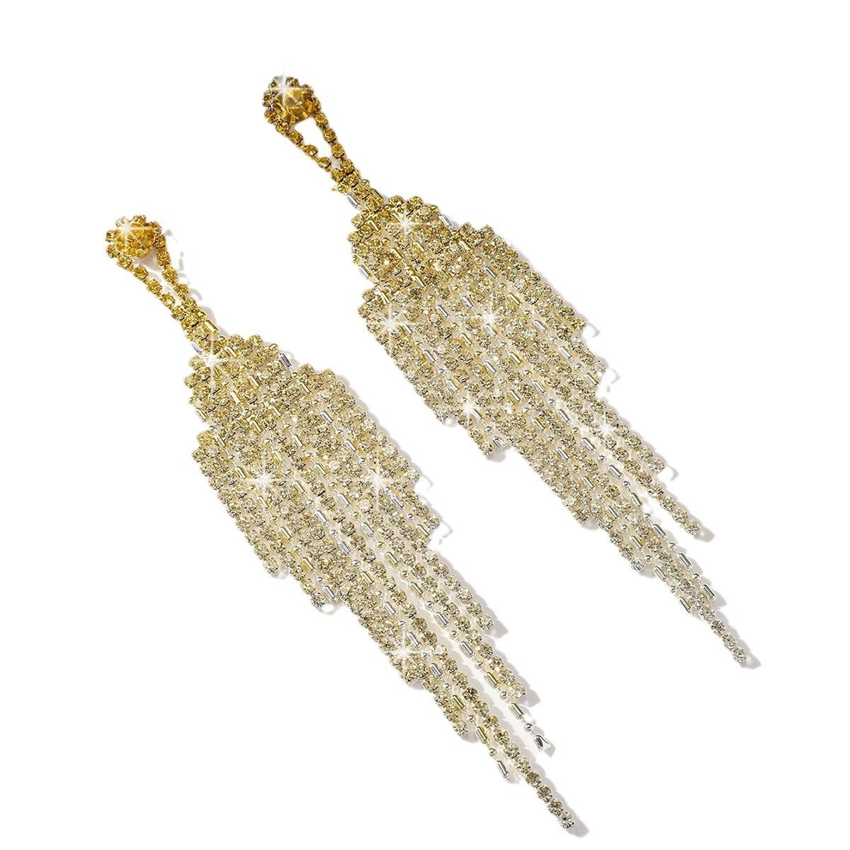 Affordable Luxury Full Rhinestone Tassel Earrings - Unique High-Grade Design - Image 7