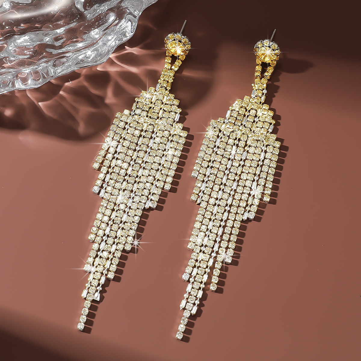 Affordable Luxury Full Rhinestone Tassel Earrings - Unique High-Grade Design - Image 8