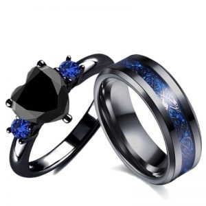 Stunning Black Heart Gemstone Diamond Wedding Ring for Timeless Elegance