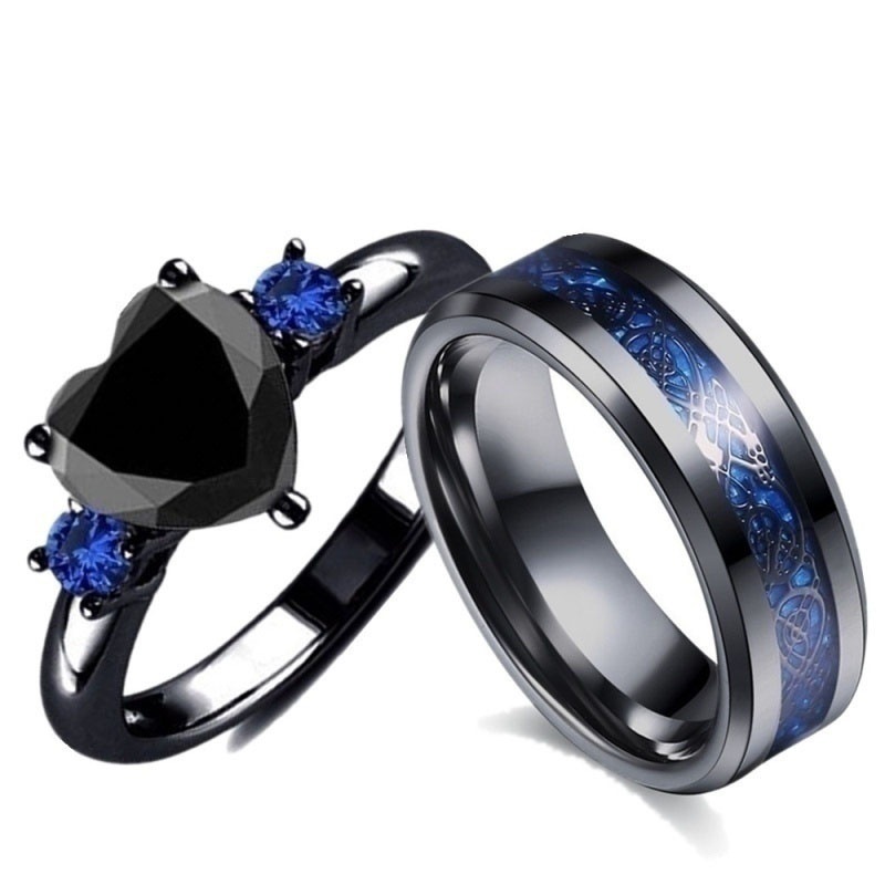 Stunning Black Heart Gemstone Diamond Wedding Ring for Timeless Elegance
