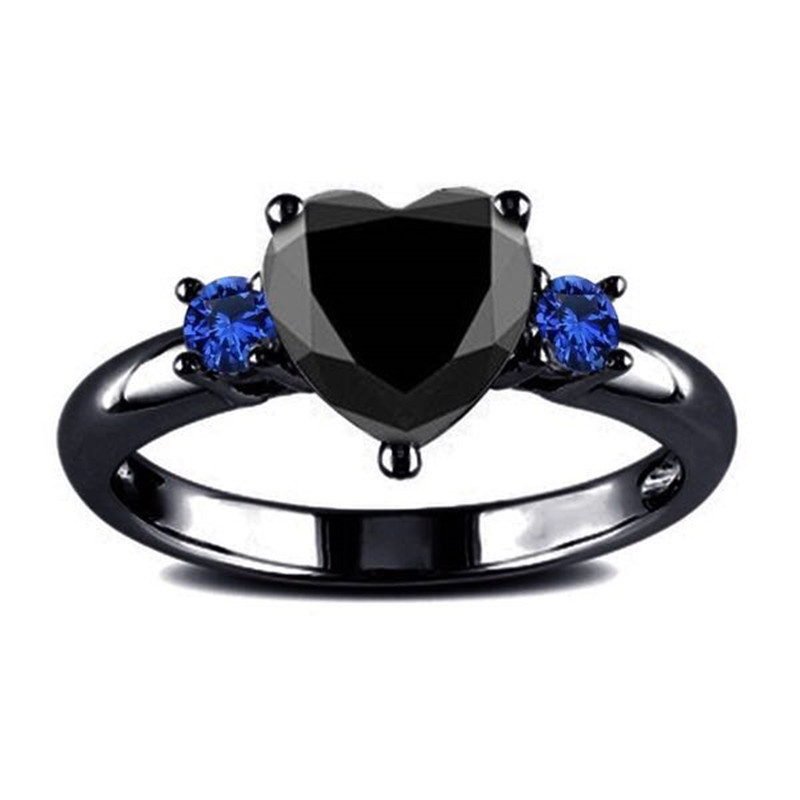 Stunning Black Heart Gemstone Diamond Wedding Ring for Timeless Elegance - Image 4