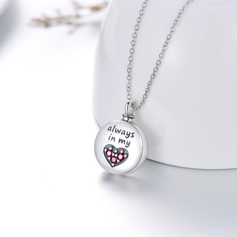 Sterling Silver Heart Urn Engraved Cremation Necklace for Ashes - Image 2