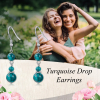 Turquoise Dangle Drop Earrings for Women - Sterling Silver Hook Gifts for Girls - Image 5