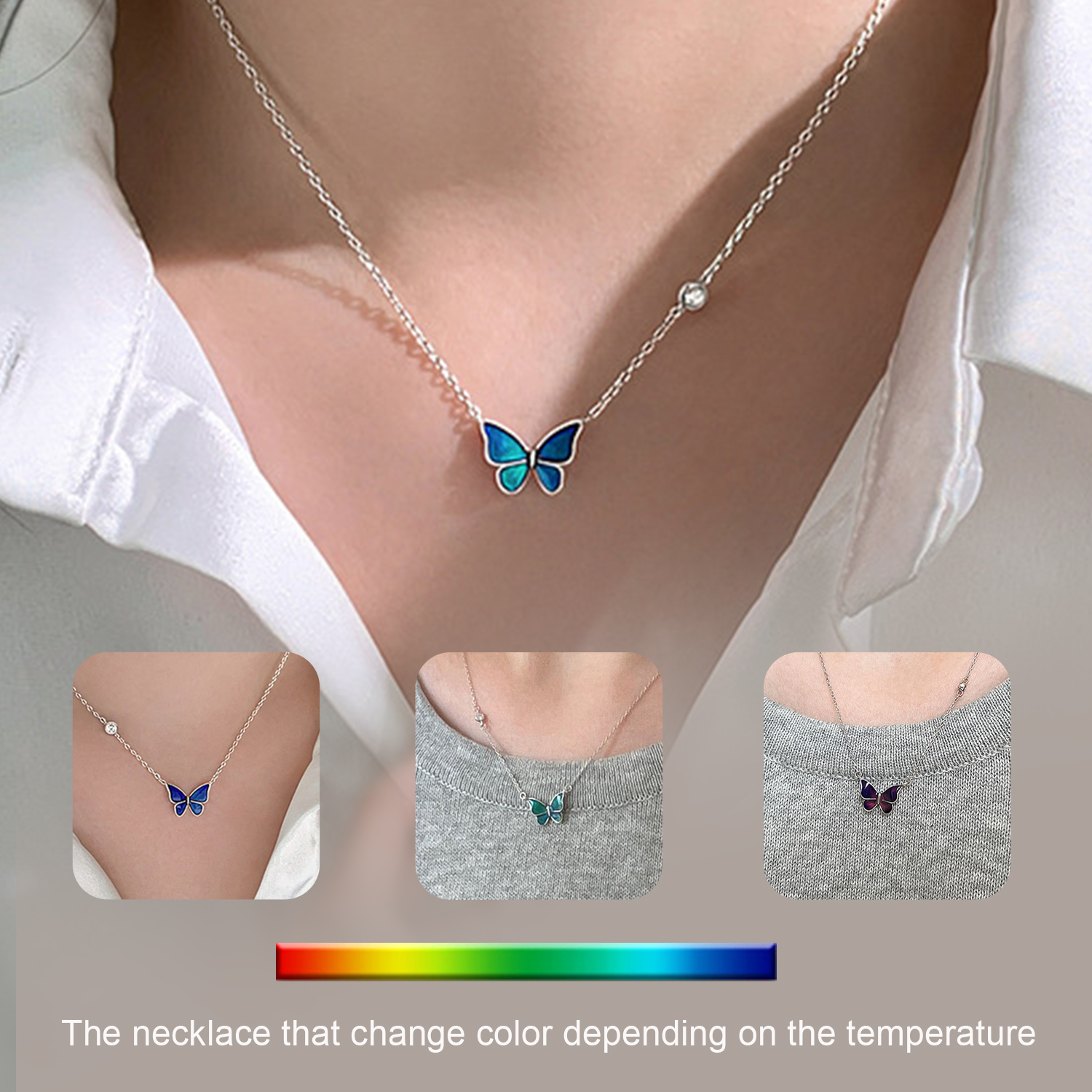 S925 Silver Color-Changing Butterfly Necklace - Trendy Novelty Jewelry - Image 3