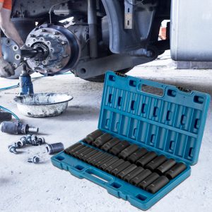 VEVOR 26-Piece Impact Socket Set 1/2 Inch Drive - Deep 6-Point Sockets, Durable Cr-V Construction, Metric Sizes 10mm to 36mm, Includes Storage Cage
