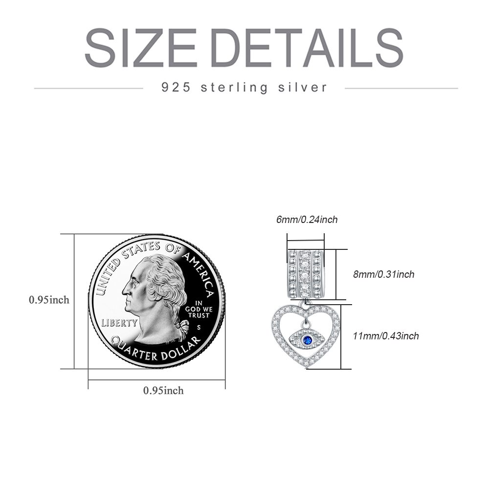 White Gold Plated Sterling Silver Evil Eye Charms - Stylish Protection Amulet - Image 5