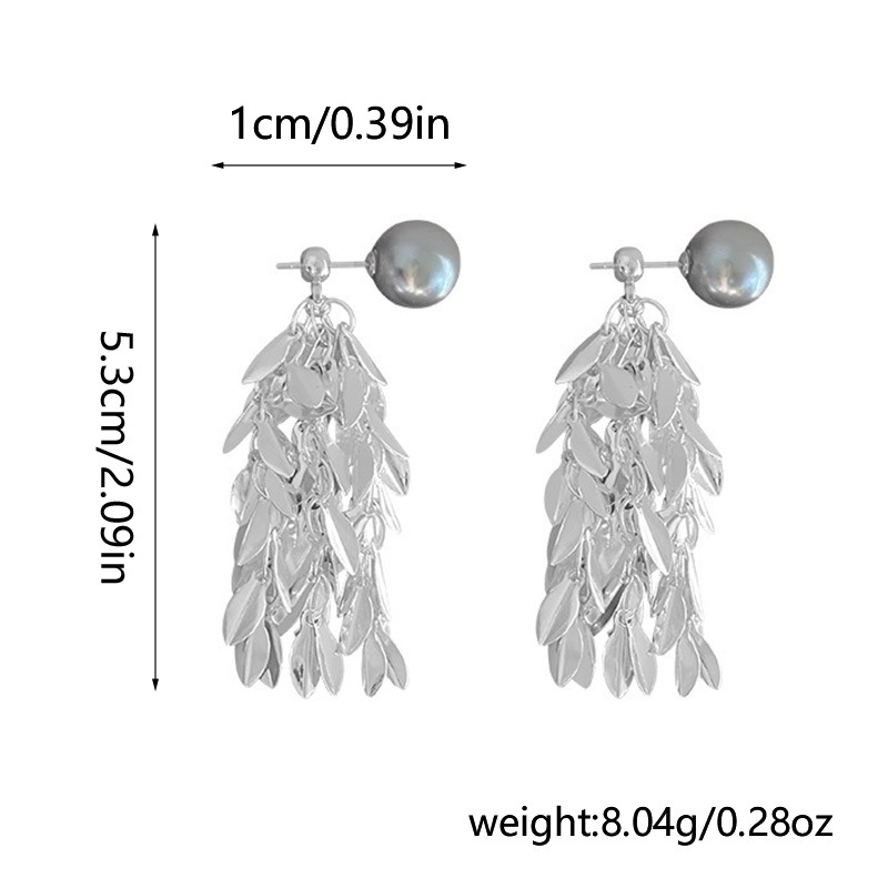 Glamorous Sparkling Gray Pearl Tassel Earrings for Elegant Style - Image 5