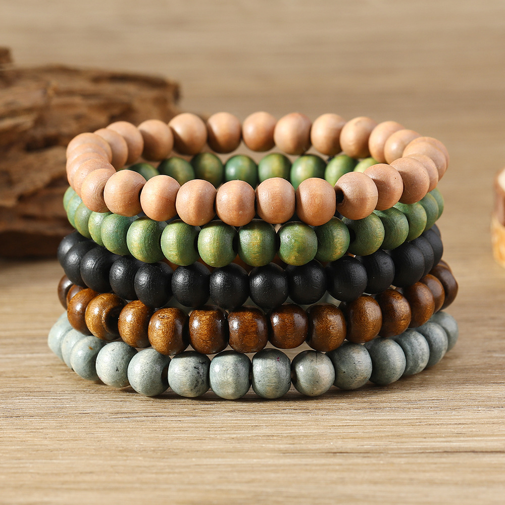 Chic Bohemian Multicolor Wooden Bead Bracelet - Stylish Fashion Accessory