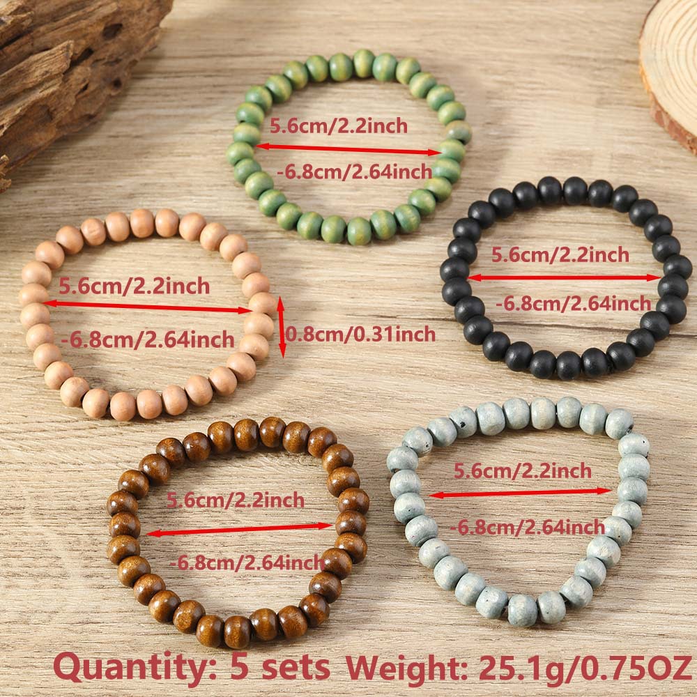 Chic Bohemian Multicolor Wooden Bead Bracelet - Stylish Fashion Accessory - Image 4