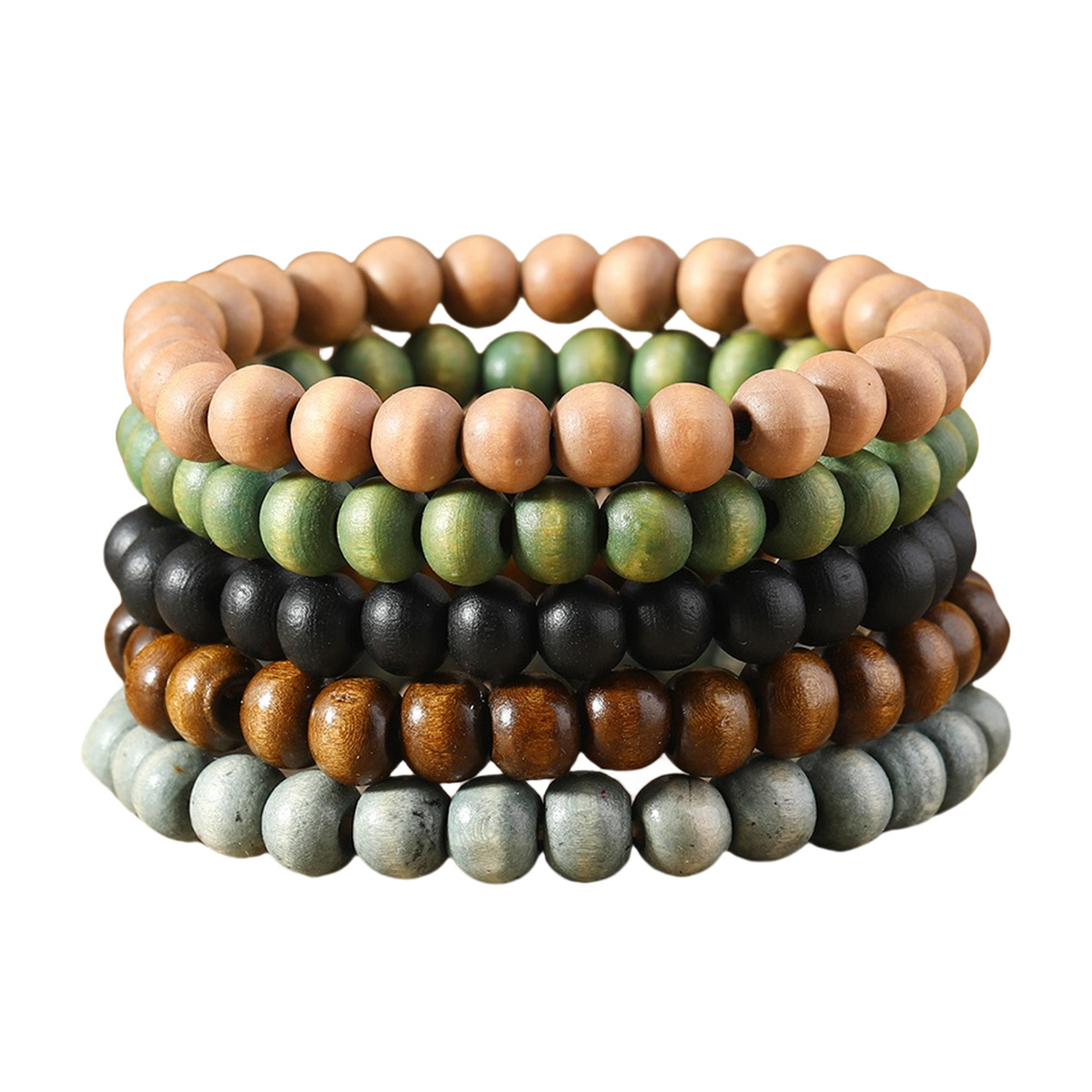Chic Bohemian Multicolor Wooden Bead Bracelet - Stylish Fashion Accessory - Image 5