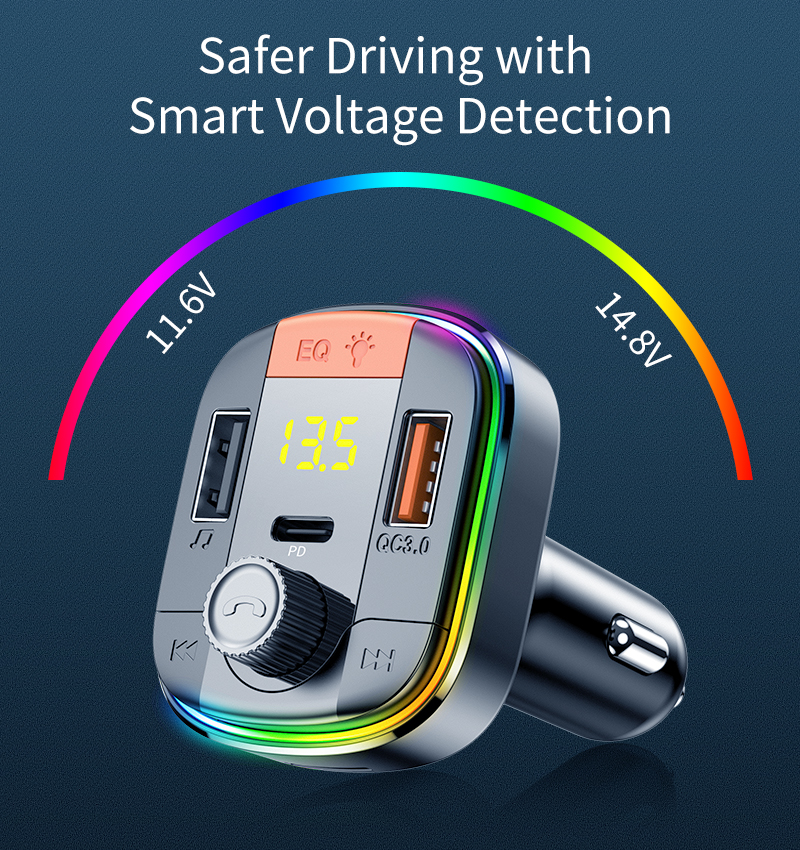 Car MP3 Bluetooth Player with PD QC3.0 Fast Charging Car Charger - Image 5