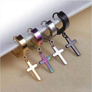 Stainless Steel Men's Cross Earrings - Durable Titanium Steel Cross Design