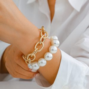 Statement Big Round Bead Pearl Bracelet - Stylish and Unique Accessory