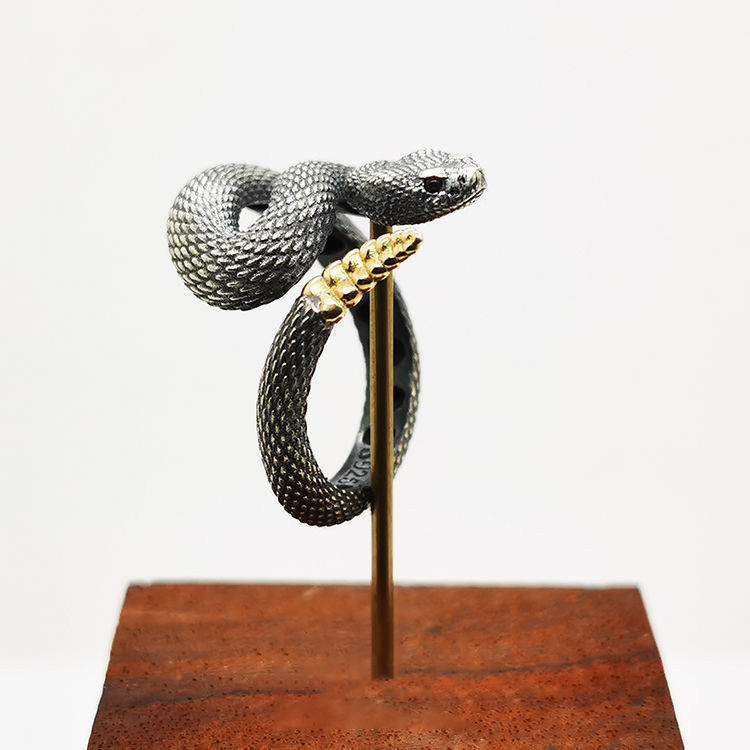 Stylish Adjustable Snake Ring for Men & Women | Exquisite Punk Black & White Rattlesnake Couple Ring | Gothic Luxury Fashion Jewelry Gift - Image 8
