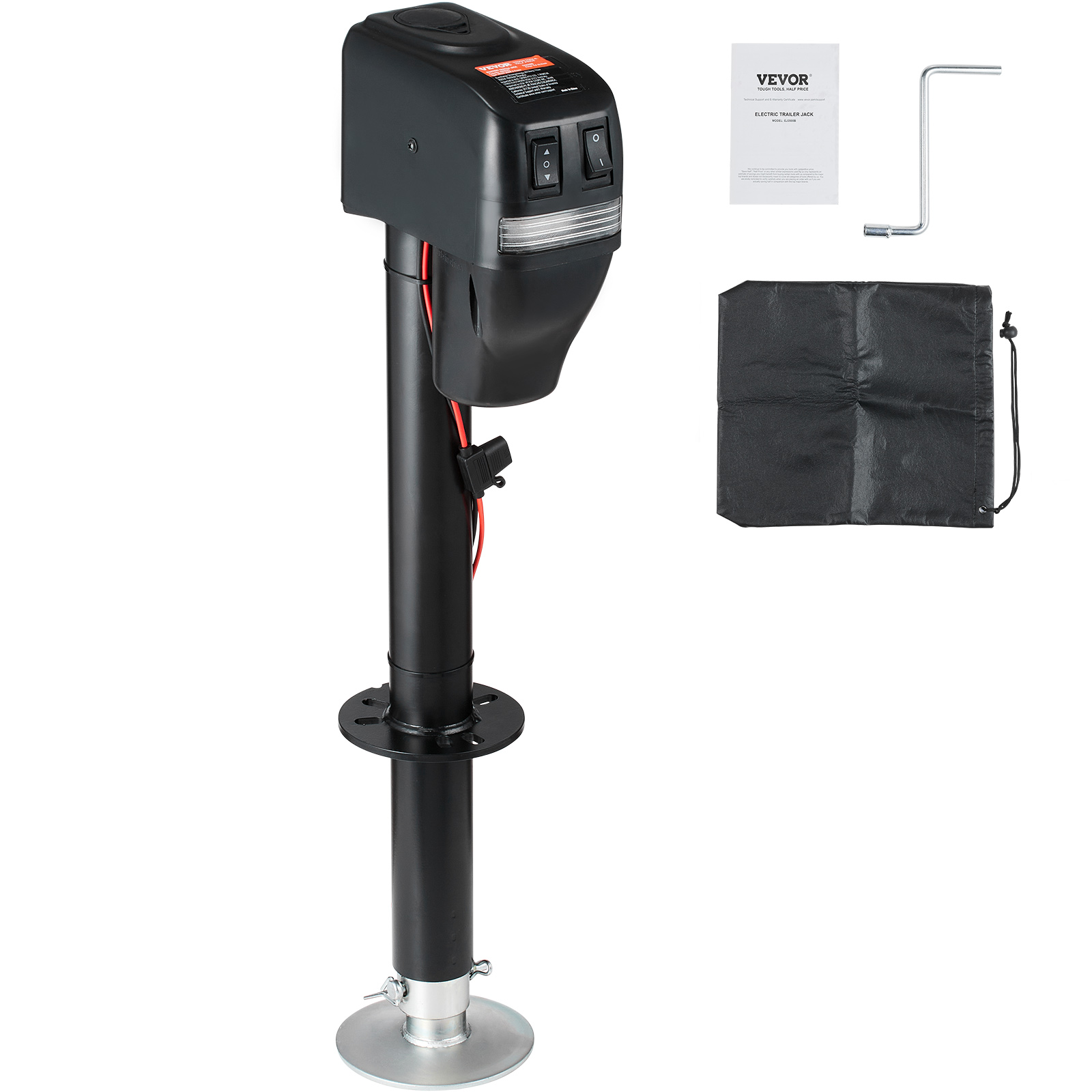 VEVOR Electric Trailer Jack - 4000 Lbs Power Tongue Jack, 9.84"-33.85" Height Range, Waterproof Cover for RV, Horse, Utility, and Yacht Trailers