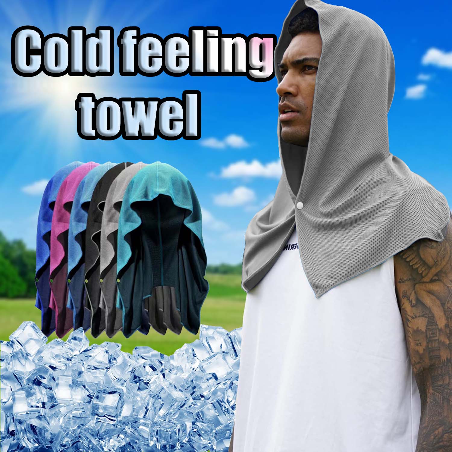 Ultra-Quick Drying Sports Towel - U-shaped Hoodie Cooling Towel for Sun Protection at the Beach, Perfect for Camping, Gym, Swimming, Running, and Yoga - Image 3