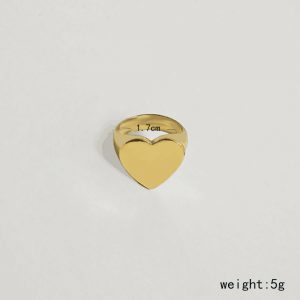Trendy Hip Hop Fashion Heart-Shaped Gold & Silver Color Ring for Style Enthusiasts