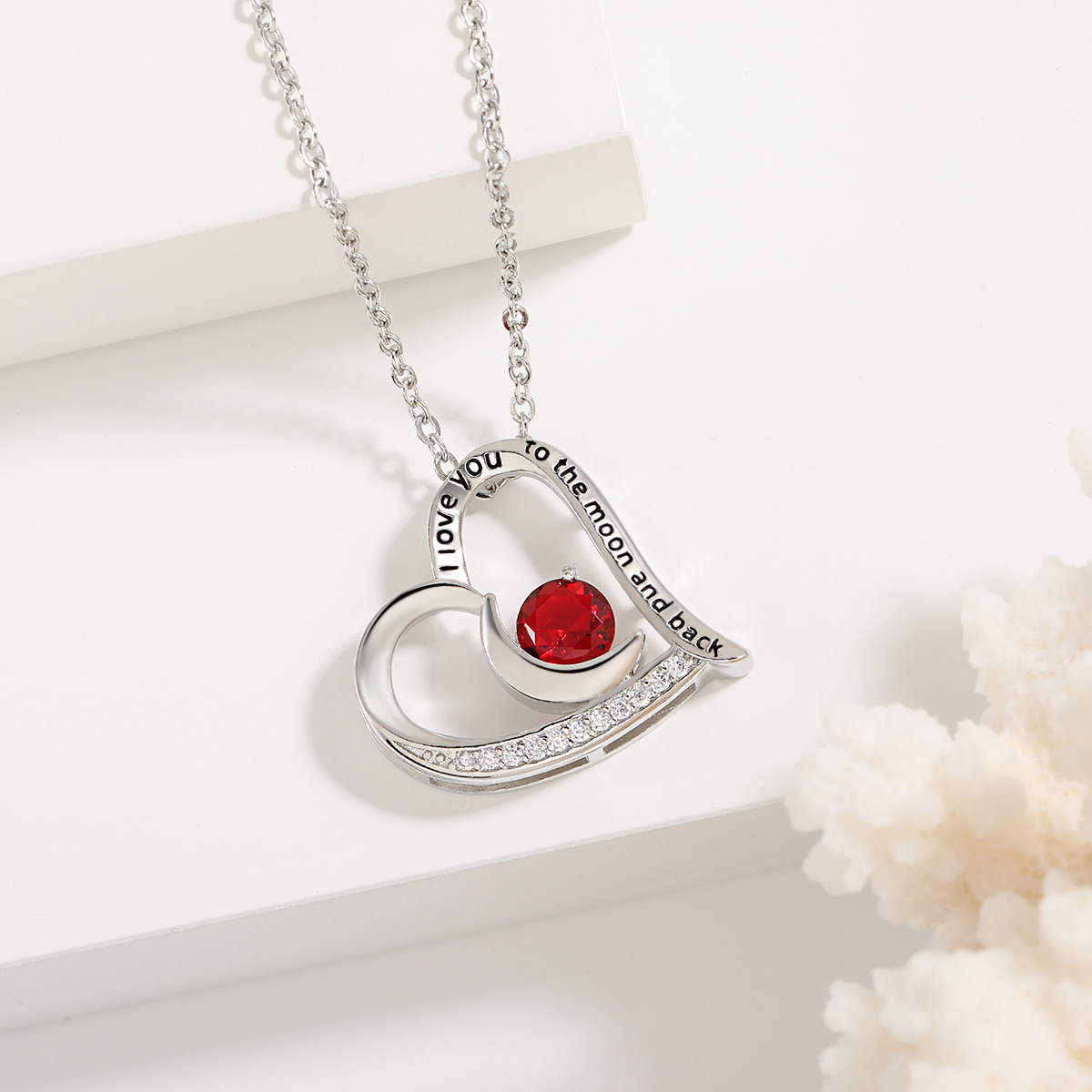 Fashionable Heart-shaped Love Necklace with Rhinestones and Letters - Perfect Valentine's Day Gift - Image 3