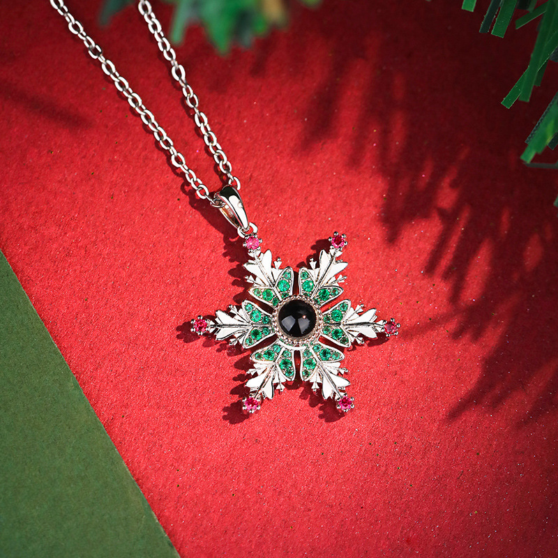 Stunning Christmas Snowflake Necklace with Projection Design - Perfect Couples Gift & Women's Clavicle Chain Jewelry - Image 2
