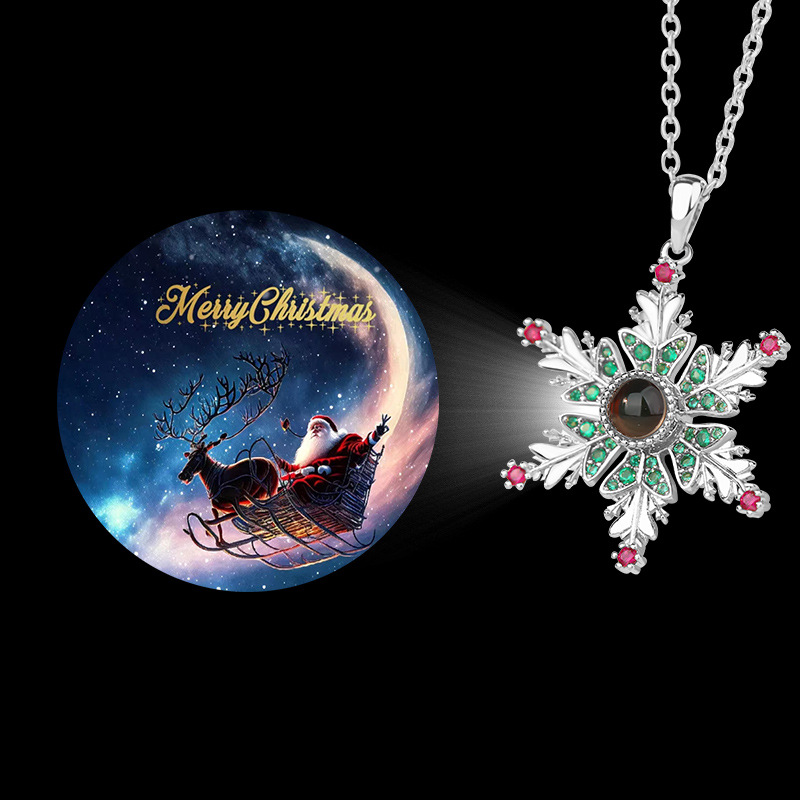 Stunning Christmas Snowflake Necklace with Projection Design - Perfect Couples Gift & Women's Clavicle Chain Jewelry - Image 5