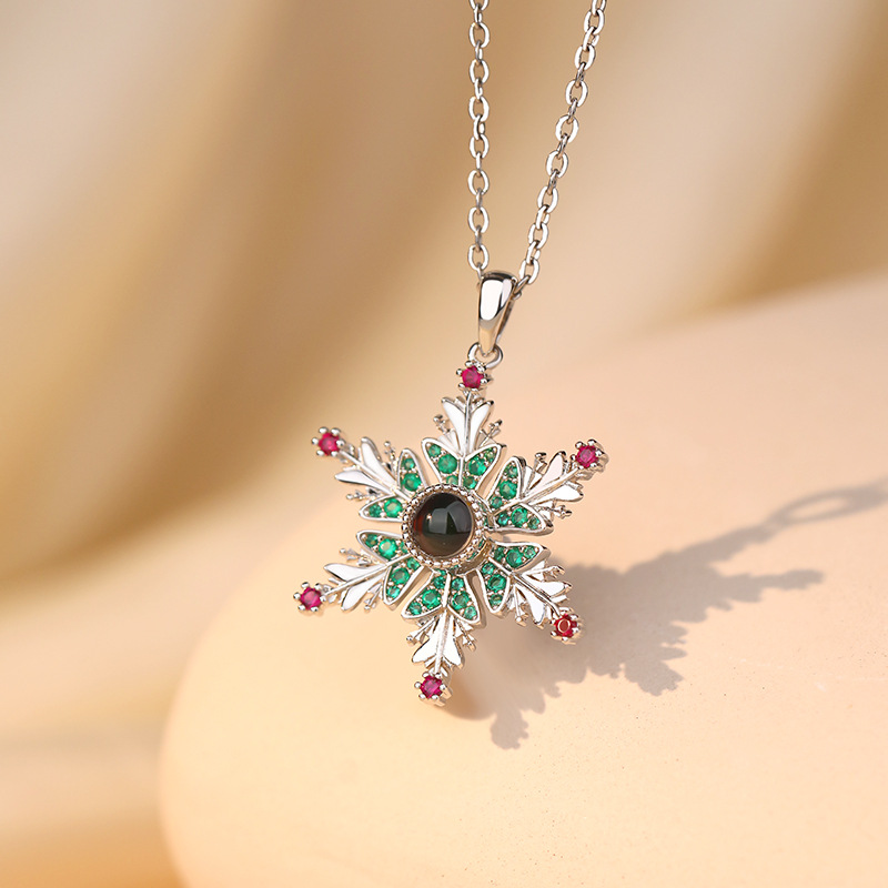 Stunning Christmas Snowflake Necklace with Projection Design - Perfect Couples Gift & Women's Clavicle Chain Jewelry - Image 7