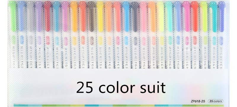 25 Color Double-Ended Mildliner Highlighter Pens - Fluorescent Art Markers for School & Office Stationery Supplies - Image 5