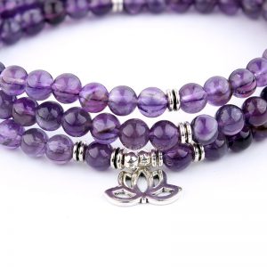 108 Natural Stone Rosary Bracelet with Alloy Necklace - Stylish & Unique