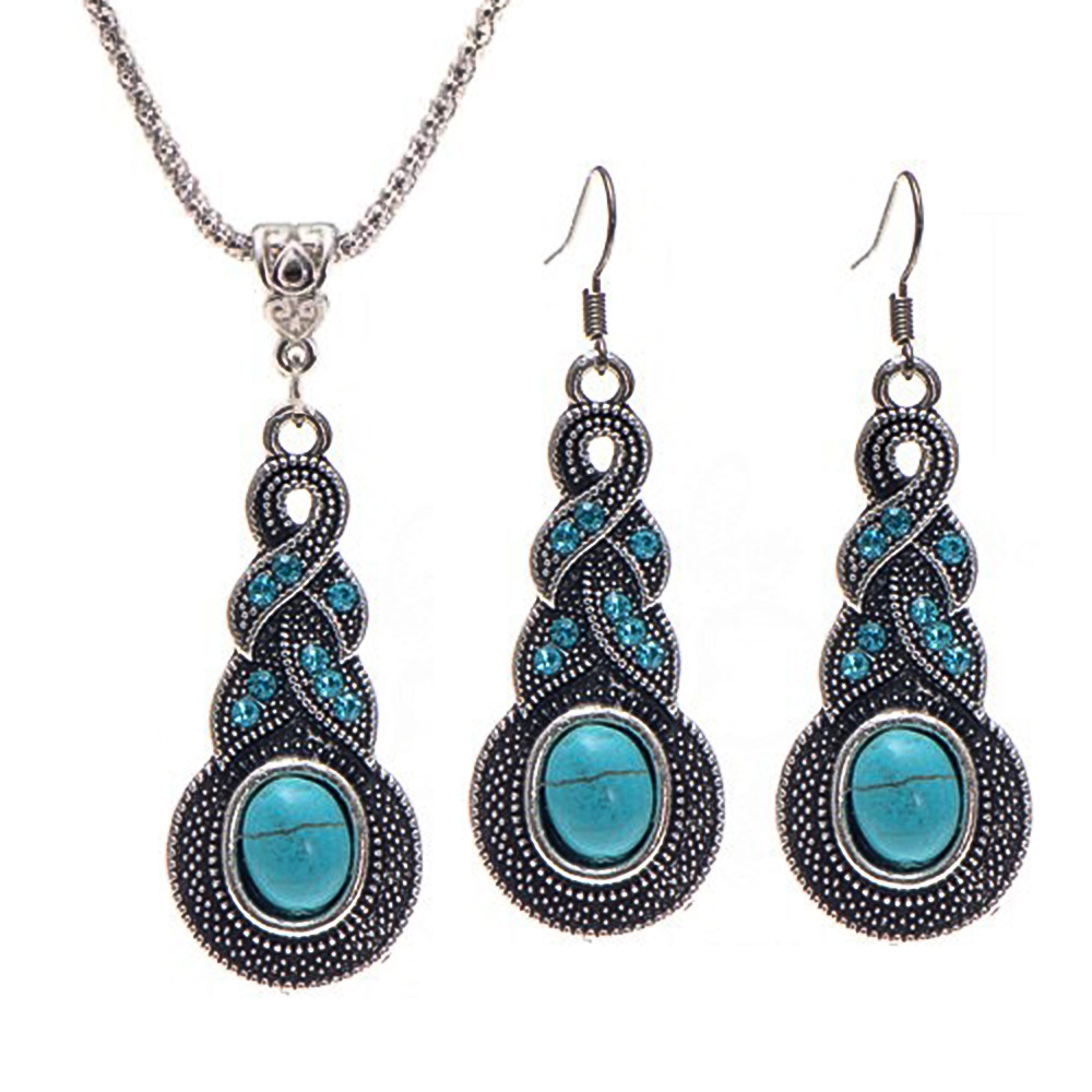 Turquoise Necklace and Earrings Set - Elegant Jewelry for Any Occasion - Image 2