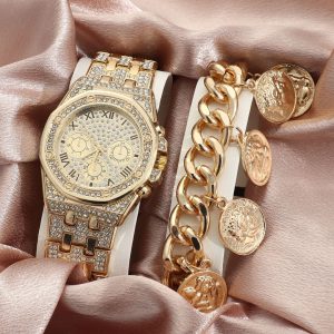 Men's Diamond Large Dial Quartz Watch - Stylish Timepiece for Every Occasion