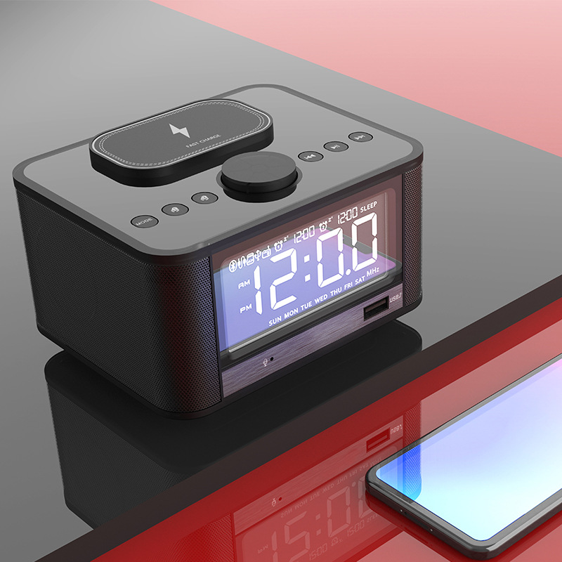 Multi-Function Bluetooth Speaker with Wireless Phone Charger & Alarm Clock - Image 4