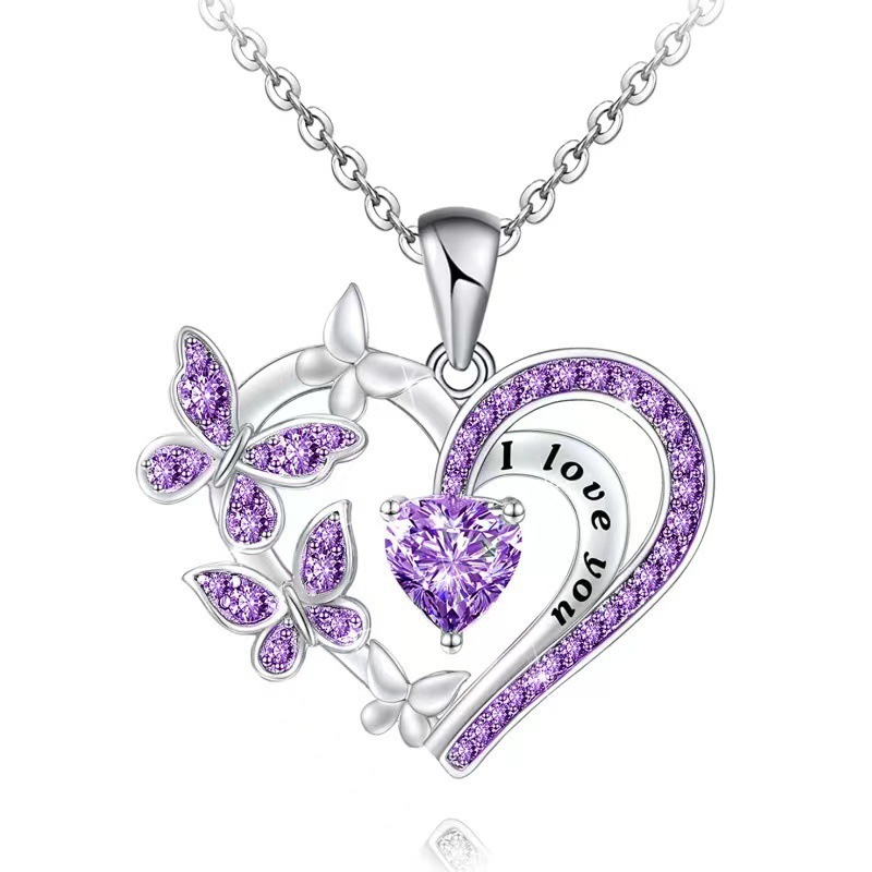 Ins Butterfly Love Necklace with Rhinestones - Stylish Hollow Heart Clavicle Chain Pendant for Valentine's Day Gifts - Image 8