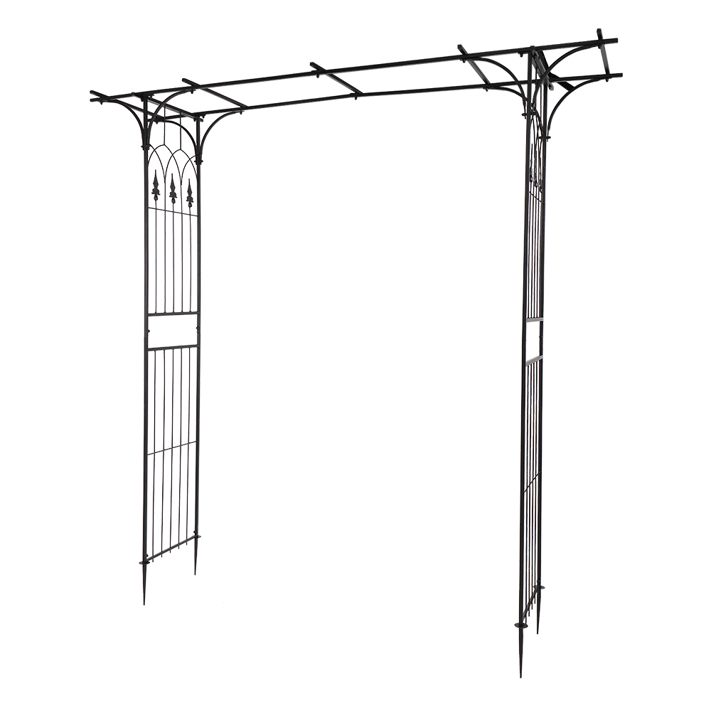 7.1ft Black Flat Top Wrought Iron Courtyard Arch - Stylish Outdoor Accent - Image 4