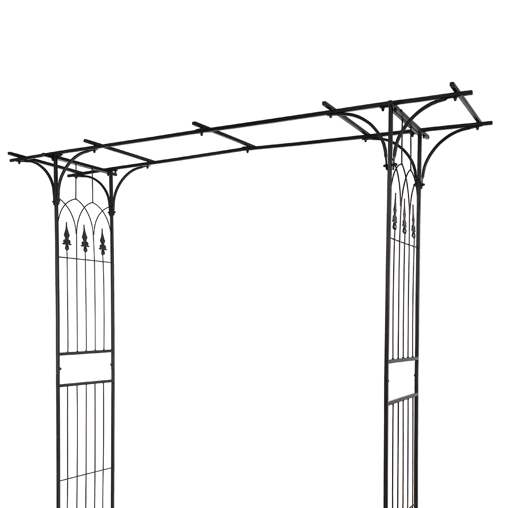 7.1ft Black Flat Top Wrought Iron Courtyard Arch - Stylish Outdoor Accent - Image 12