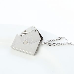 Peach Heart Envelope Necklace for Couples - Female Secret Message Pendant Jewelry Gift