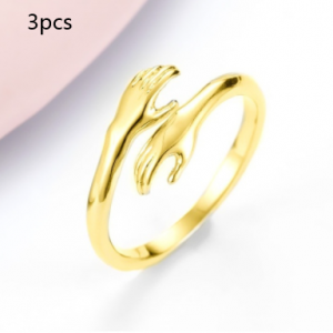 Adjustable Alloy Simple Hands Hug Ring - Stylish Jewelry for Every Occasion
