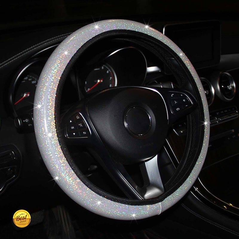 Colorful Glitter Sequin Elastic Car Steering Wheel Cover - No Inner Ring, Enhanced Grip - Image 2