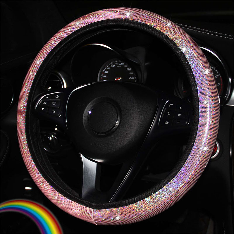 Colorful Glitter Sequin Elastic Car Steering Wheel Cover - No Inner Ring, Enhanced Grip - Image 5