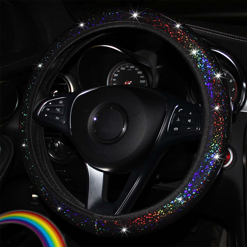 Colorful Glitter Sequin Elastic Car Steering Wheel Cover - No Inner Ring, Enhanced Grip - Image 7