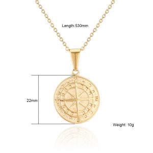 Stylish Stainless Steel Compass Pendant Necklace for Hip Hop Fashion