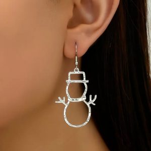 Custom Snowman Earrings and Pendant - Stylish Christmas Hollow Necklace for Women Jewelry