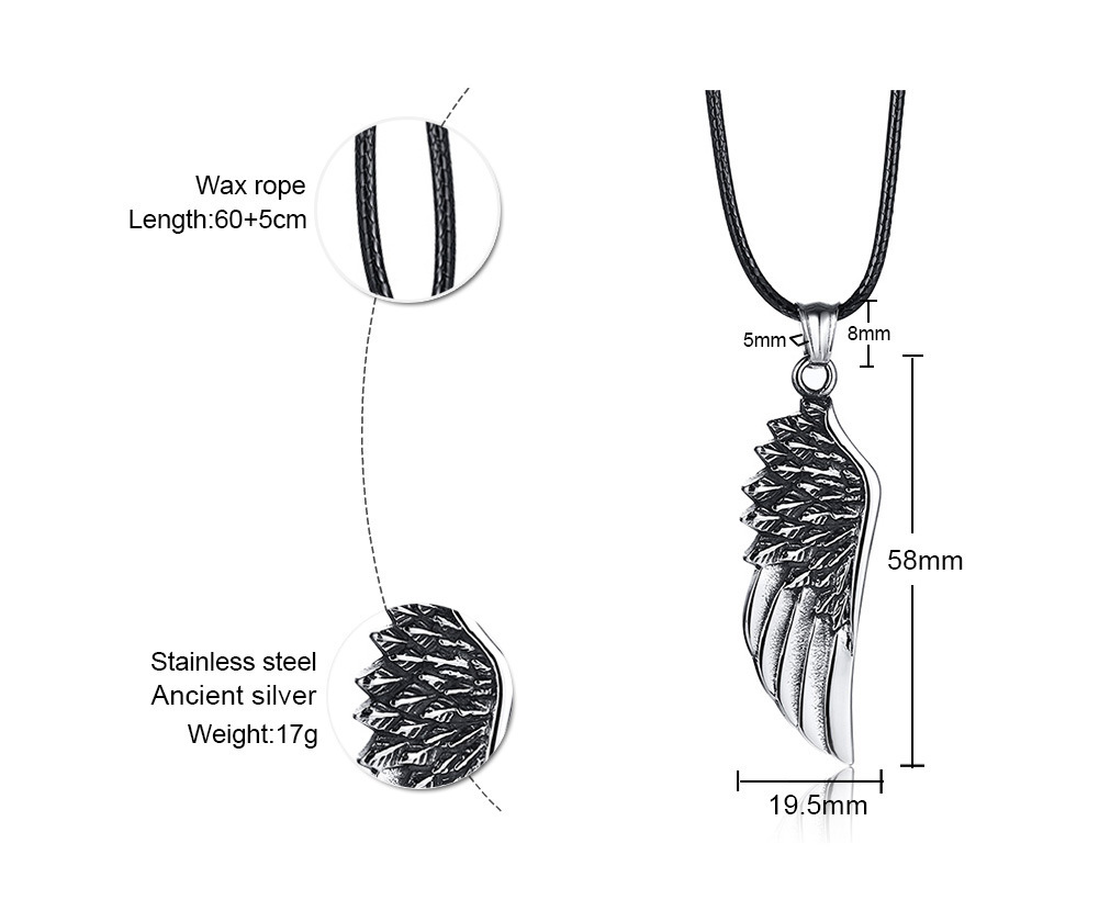 Stainless Steel Left Wing Casting Pendant - Elegant and Durable Accessory - Image 2