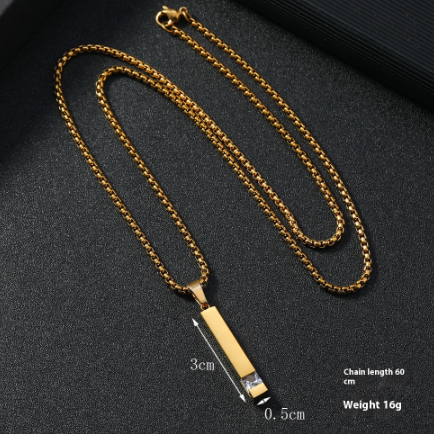 Stainless Steel Zircon Necklace with Cold Square Diamond Accent - Image 5
