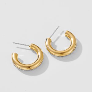 Premium C-Shaped Copper-Plated Gold Earrings - Elegant & Stylish Accessory