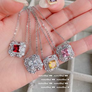 Vibrant Pomegranate Ruby Geometric Necklace - Eye-Catching Jewelry Piece