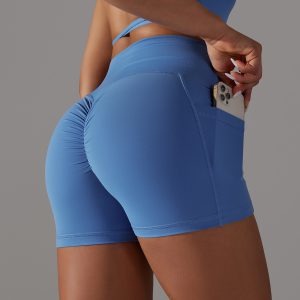 Stylish Yoga Shorts with Phone Pocket - Women's Fitness Sports Pants
